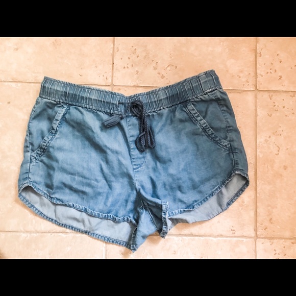 LOFT Chambray Drawstring Shorts, size M - Picture 2 of 5